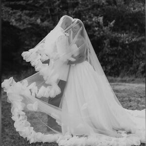 Cathedral Length Petal Ruffle Veil With Blusher